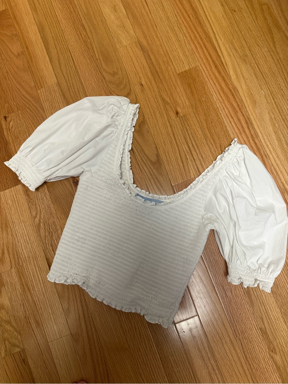 Hill House White Puff-Sleeve Square Neck Top